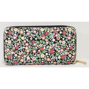Pre-owned Charming Charlie Zippered Floral Wallet, 14 Pockets